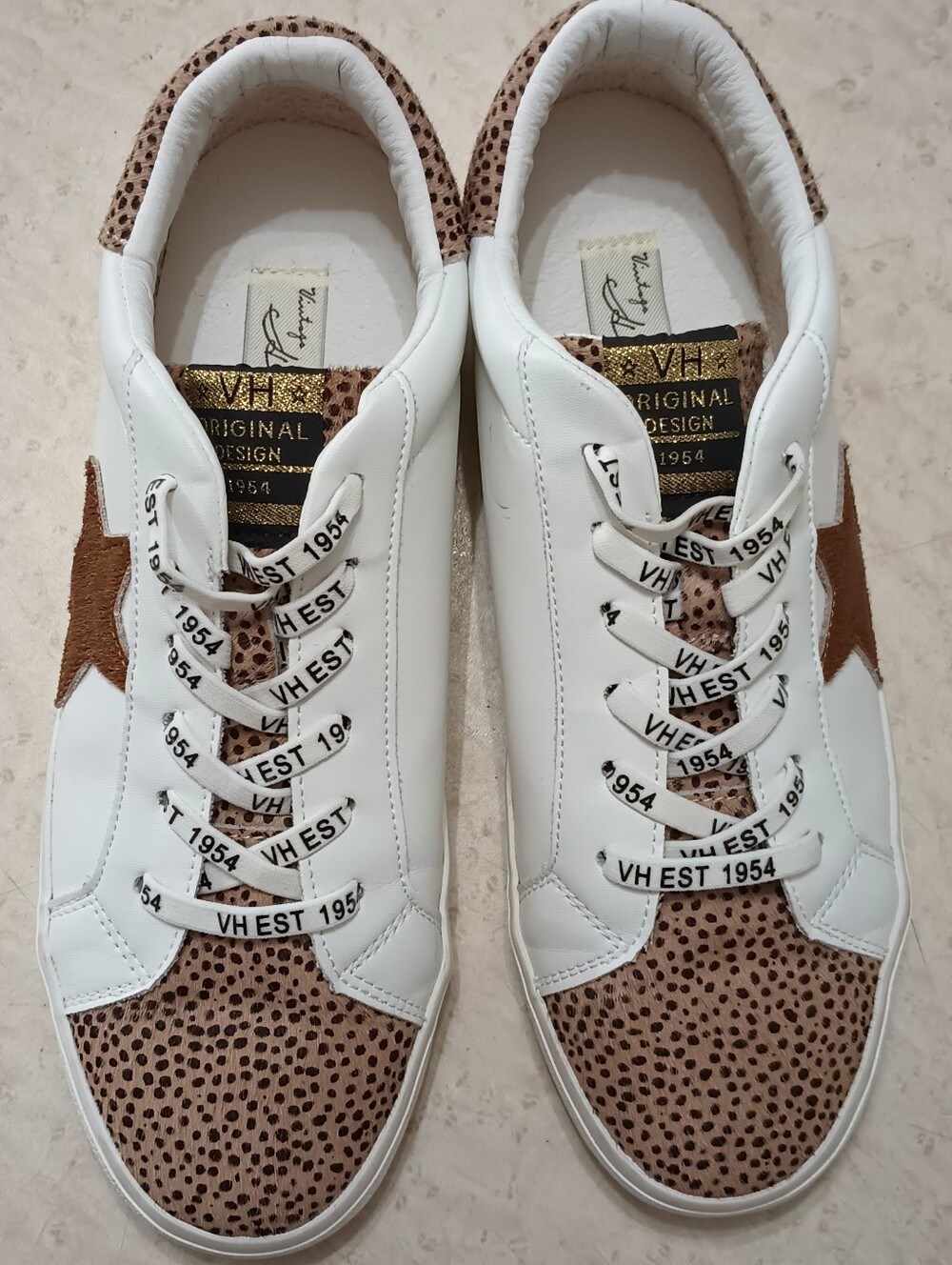 Vintage Havana Grande White & Leopard Print Sneakers Size 11
